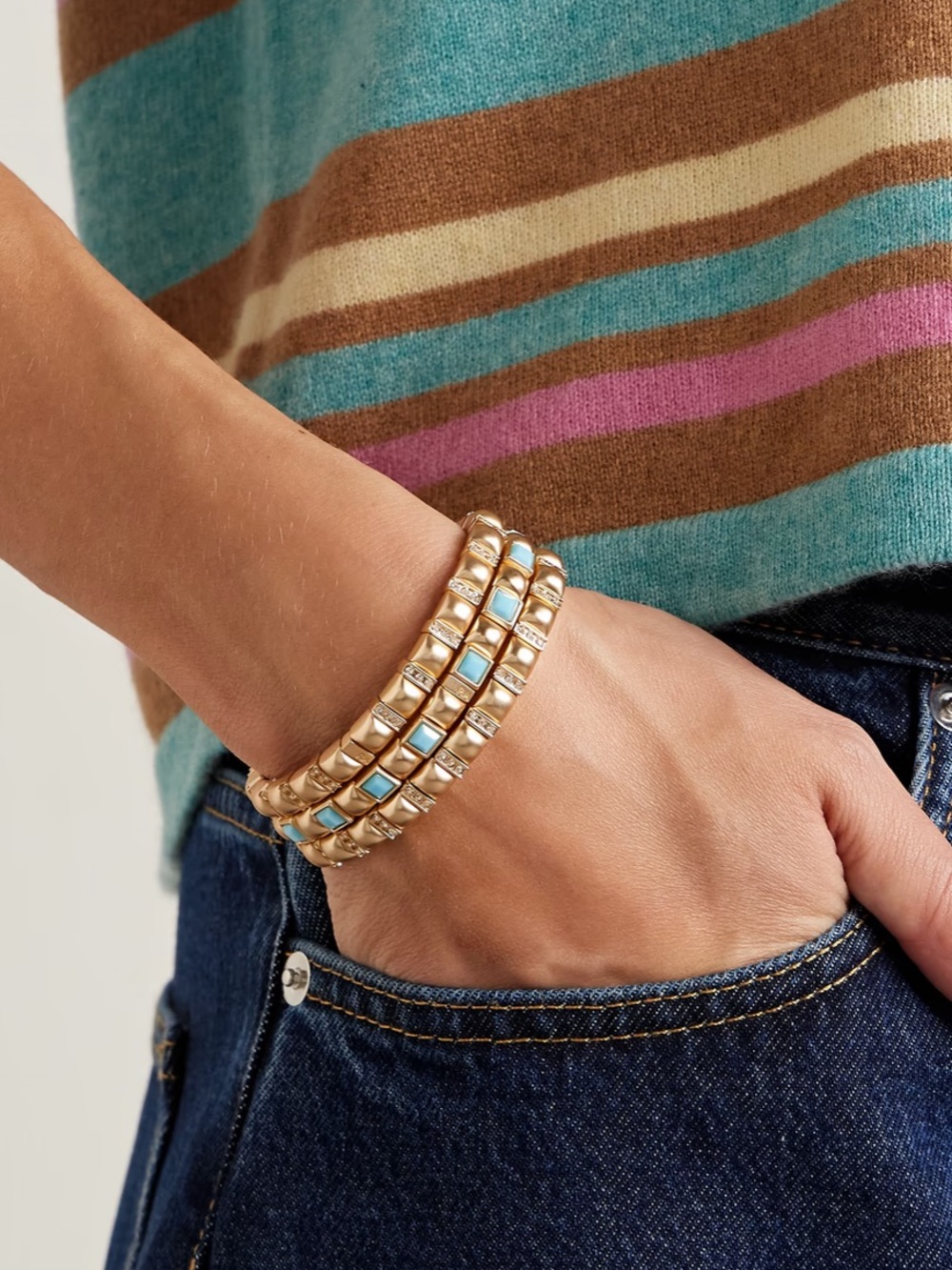 NWOT  set of three Roxanne assoulin jeweled braclets